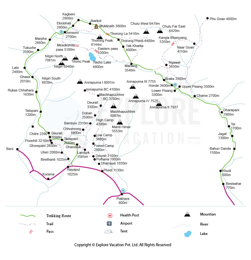 Annapurna Circuit Trek (Annapurna Round) map