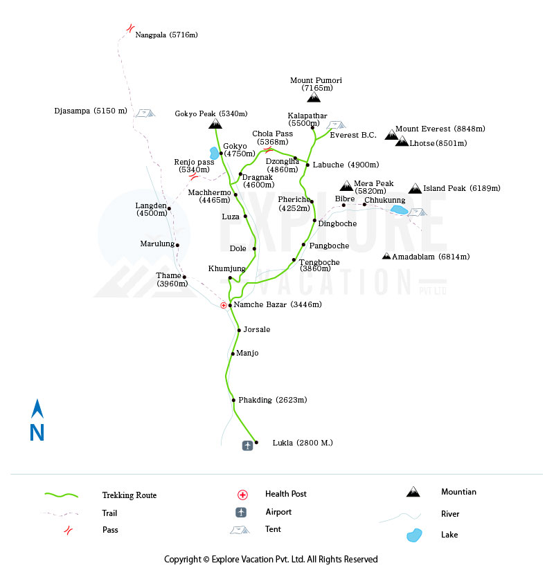 Gokyo Lake And Everest Base Camp Trek map
